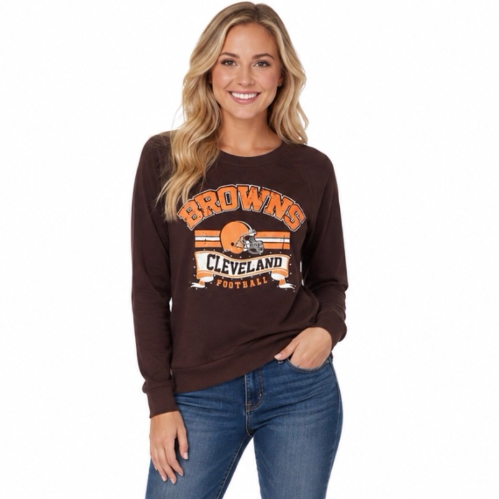 Cleveland Browns Women Juniors Sweatshirt Size XS 0/1 Rhinestones Logo NFL New